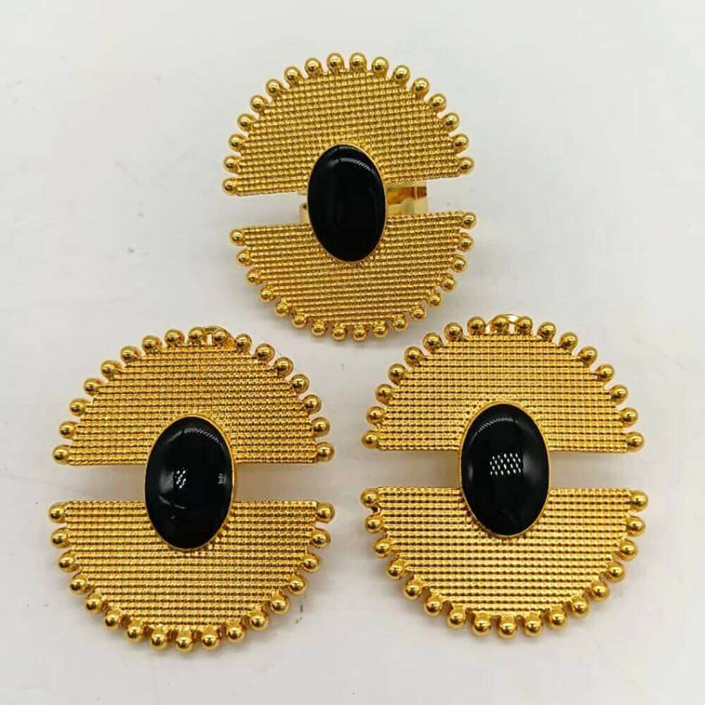 Gold Plated Geometric Ear Clips Set for Women Copper Jewellery Party Wedding Gifts Colored Earrings Ring Jewelry - view 5
