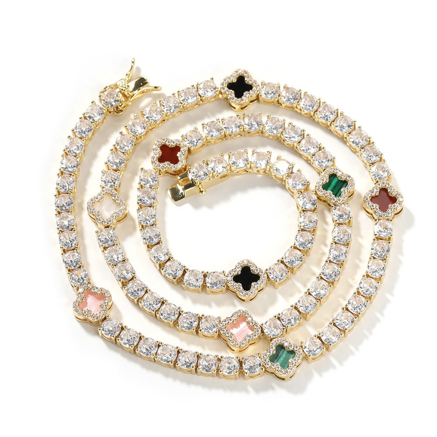 moissanite pendants gold chain necklace women necklaces clover custom pendant iced out chain rose gold collier luxe bijoux femme jewellery cuban link luxury
