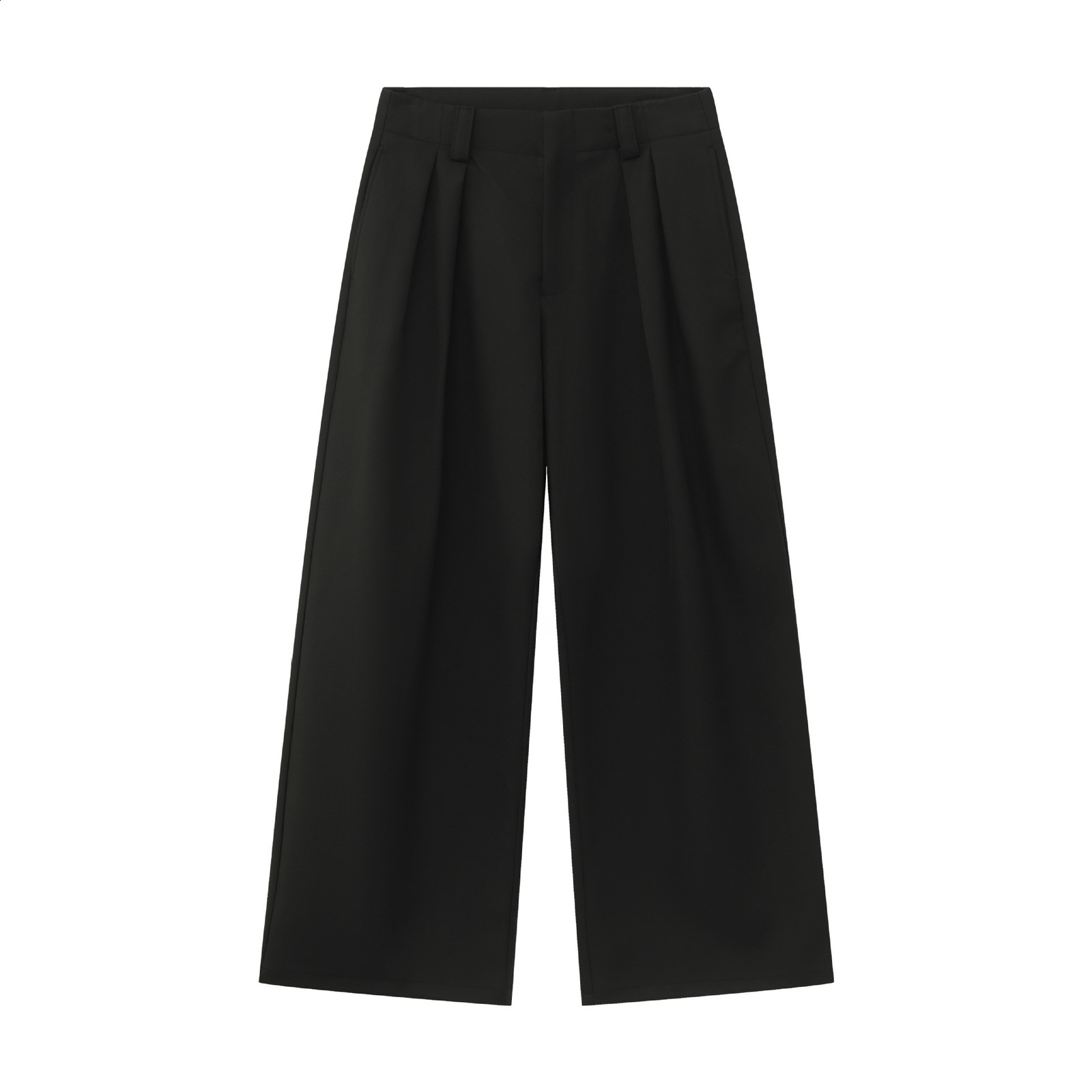 Spring Autumn Long Loose Casual Baggy Flowy Soft Black Pleated Wide Leg Pants Men Clothing 250220
