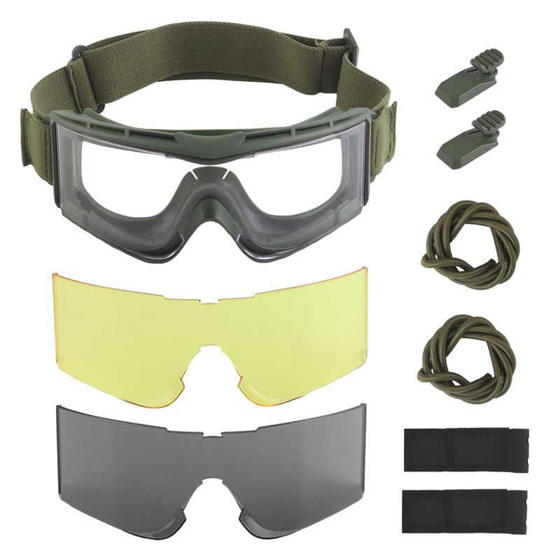 Tactical Goggles with Anti-Fog Clear Lens Adjustable Strap Impact Resistant Dust Wind Protection CS Wargame Equipment