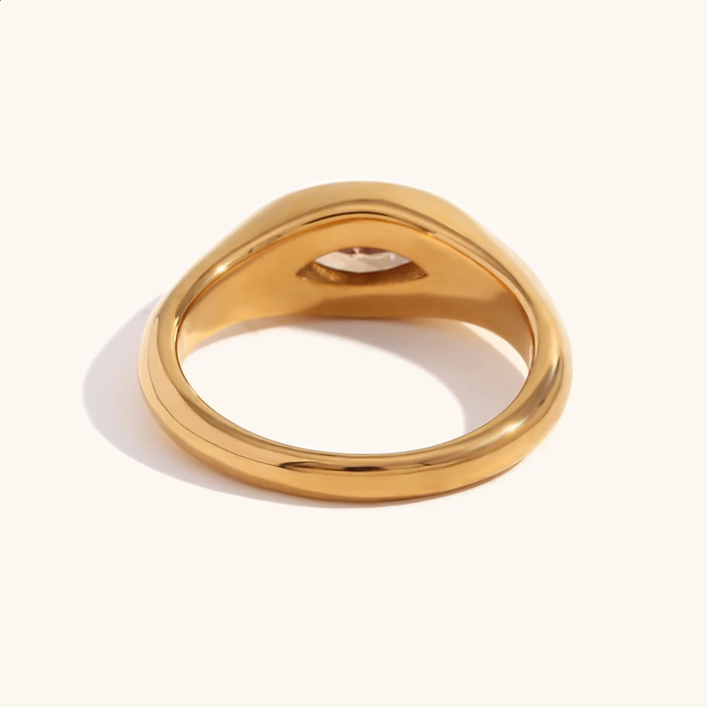 316L Stainless Steel Rings for Women Gold Color Never Fade Classic Zircon Rings Wedding couple rings Jewelry 260629 - view 5