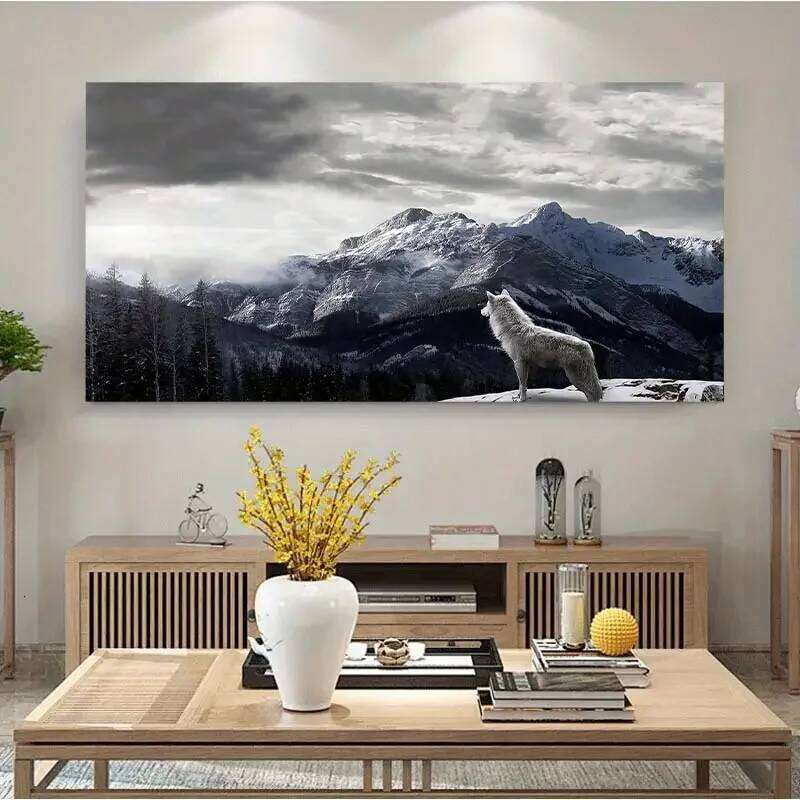 1pc Canvas Poster, Modern Art, Snow Mountain Wolf Poster Picture, Ideal Gift For Bedroom Living Room Corridor, Wall Art 26Y0630 - view 4