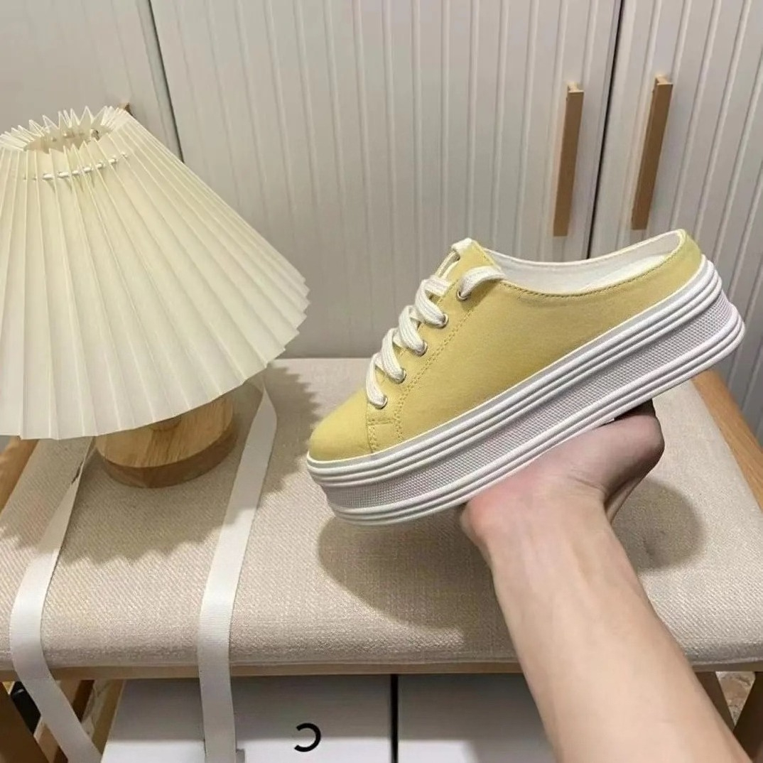 C Designer Shoes Women Slipper Sandals Triomphe Embroidery Platform Daily Canvas Sneakers Thick Sole Skateboard Shoes Fleece-lined Casual Walking Trainers 35-40