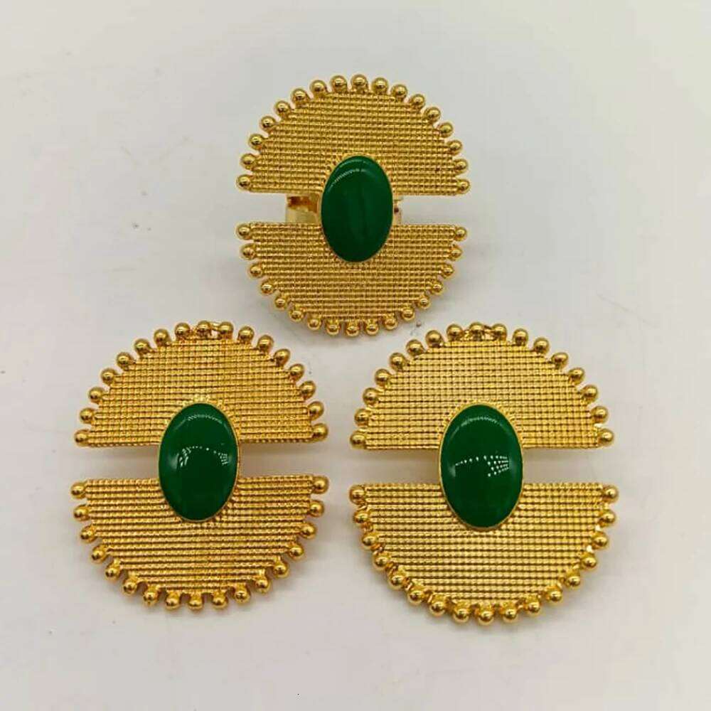 Gold Plated Geometric Ear Clips Set for Women Copper Jewellery Party Wedding Gifts Colored Earrings Ring Jewelry - view 6
