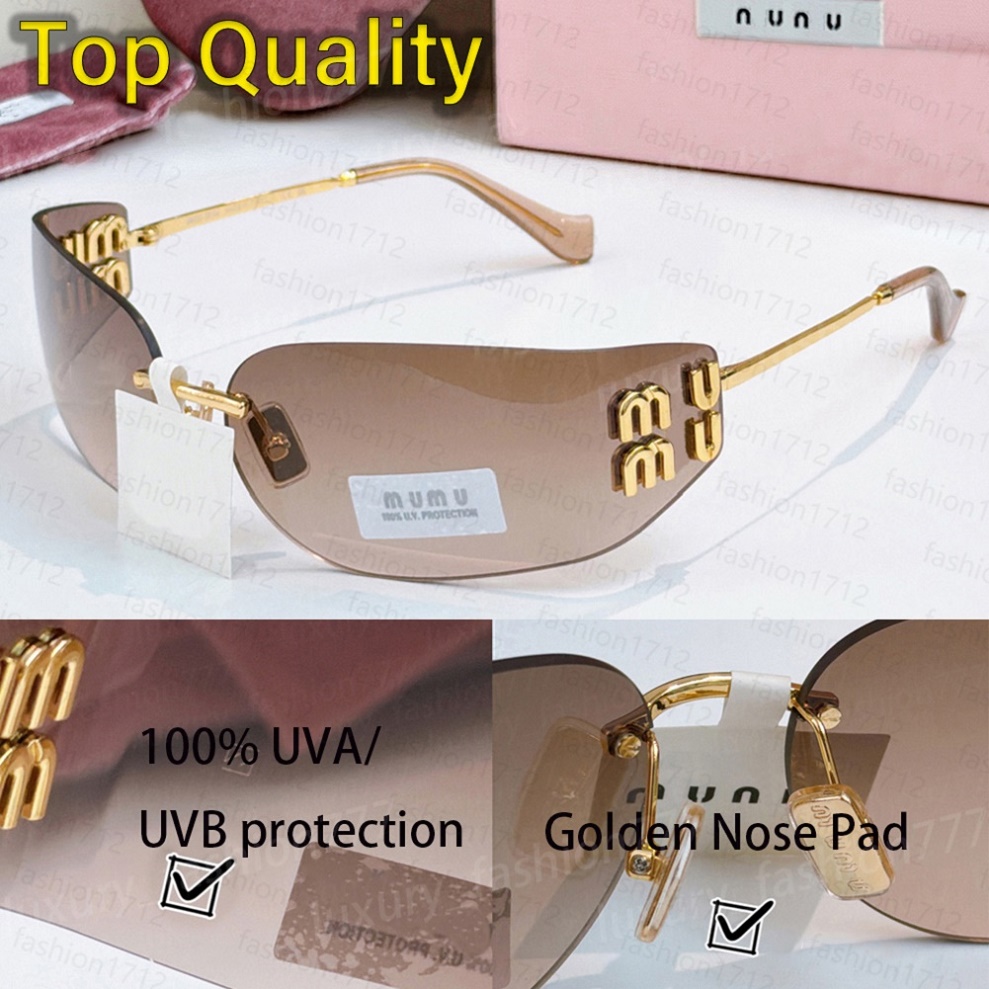 Top Quality sunglasses for women designer large Frameless Curved sunglass luxury fashion A51s glasses UV400 sunglasses Vacation Street Photography with box
