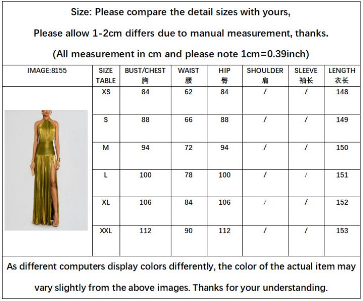 Casual Dresses Gold Halter Neck Evening Dress Woman Chic Solid Color Pleated Backless Package Hip Slit Fashion Trendy Lady Party Vestidos - view 3