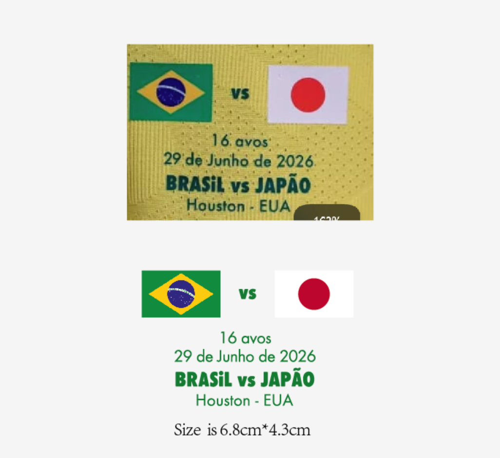 2026 Brasil Vs Japan Match Details Patch Heat Transfer Soccer Patch Badge