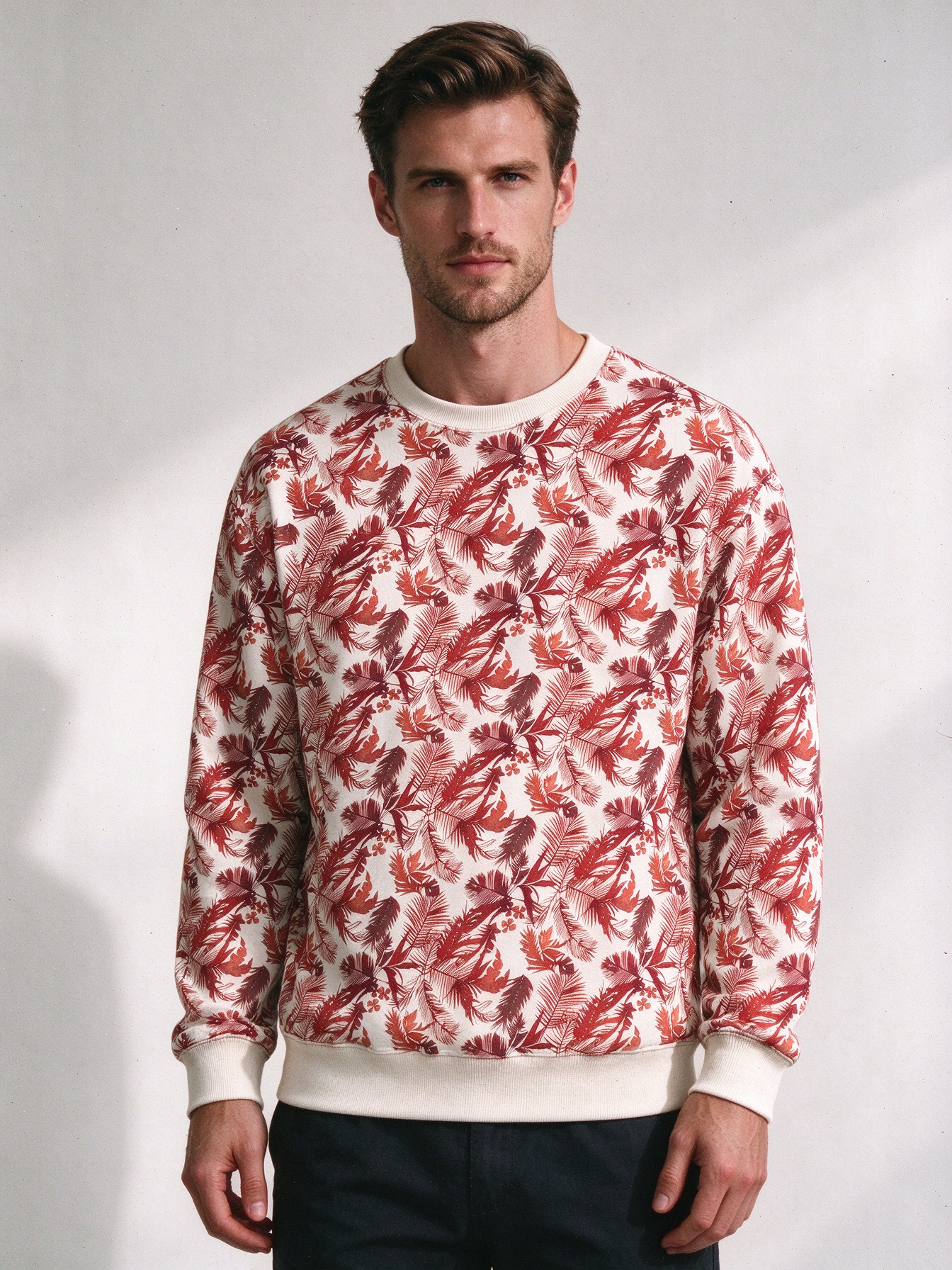 Men's Casual Long Sleeve Sweater with Rounded Collar for Fall - view 7