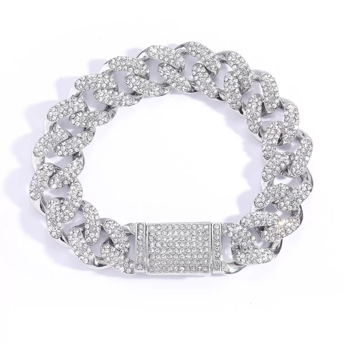 S925 Pure Silver Iced Out Moissanite Cuban Link Bracelet Men Hip Hop Full Paved Curb Chain Bling Wrist Jewelry - view 9