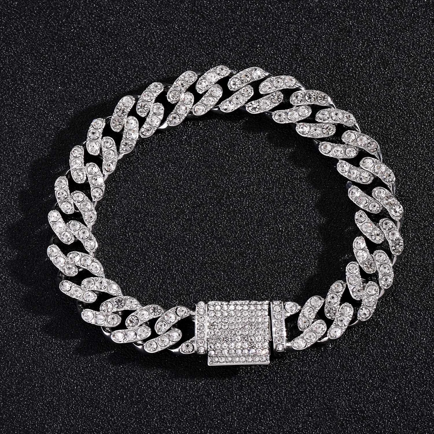 S925 Pure Silver Iced Out Moissanite Cuban Link Bracelet Men Hip Hop Full Paved Curb Chain Bling Wrist Jewelry - view 8