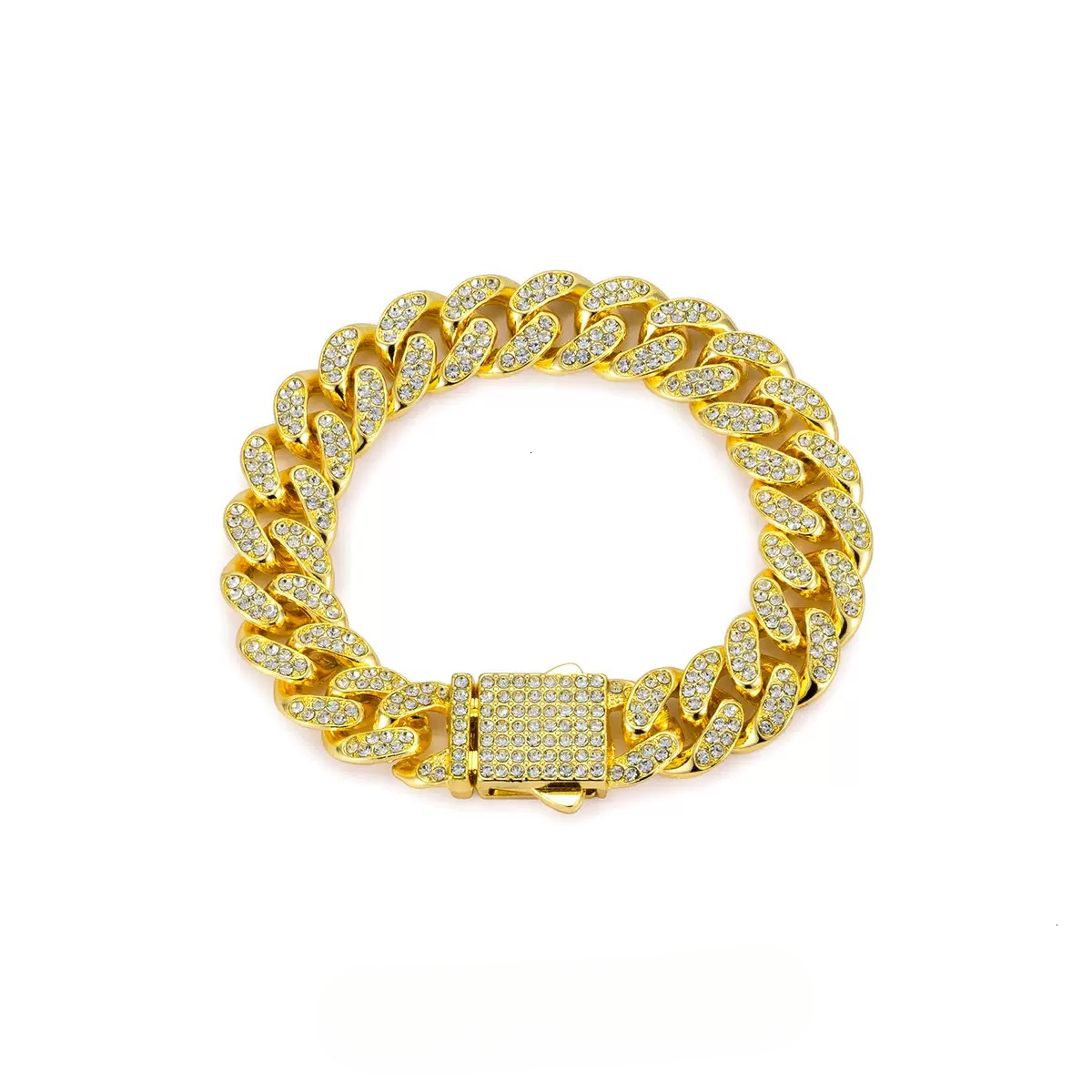 18K Gold Plated Men Moissanite Cuban Bracelet Iced Out Full Moissanite Thick Cuban Link Wrist Chain Hip Hop Statement Jewelry - view 7