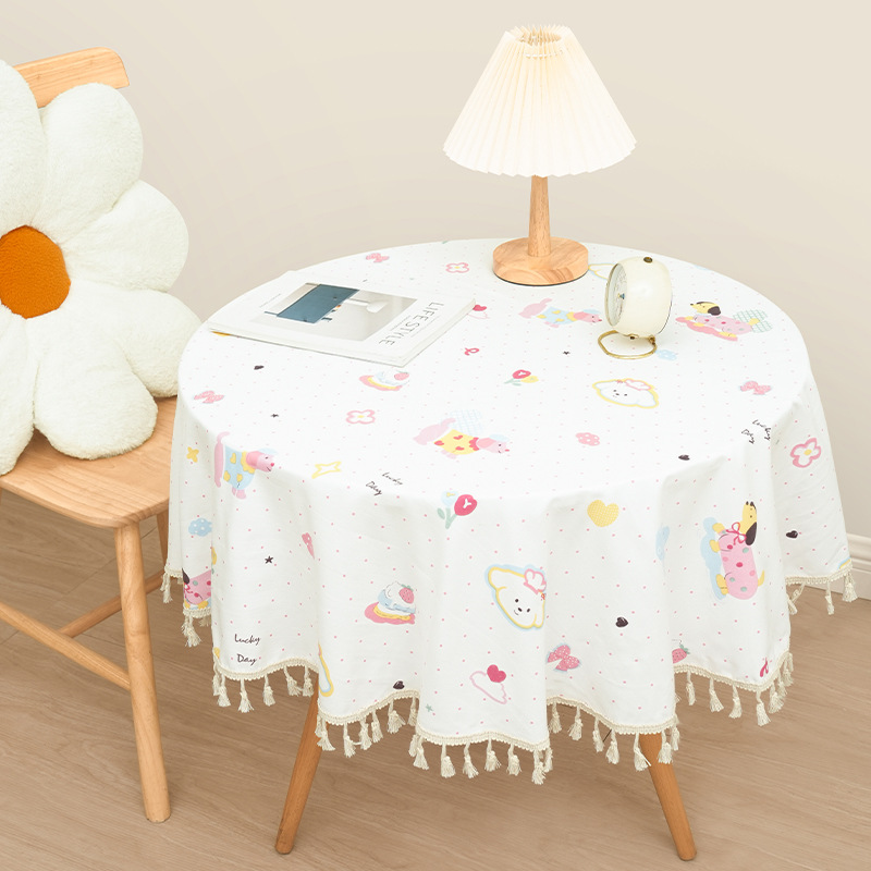 YL-39272 Tovaglia Rotonda Personalizzata Con Finiture In Pizzo Stile Pastorale Floreale In Velluto Per La Decorazione Della Tavola Rotonda-image