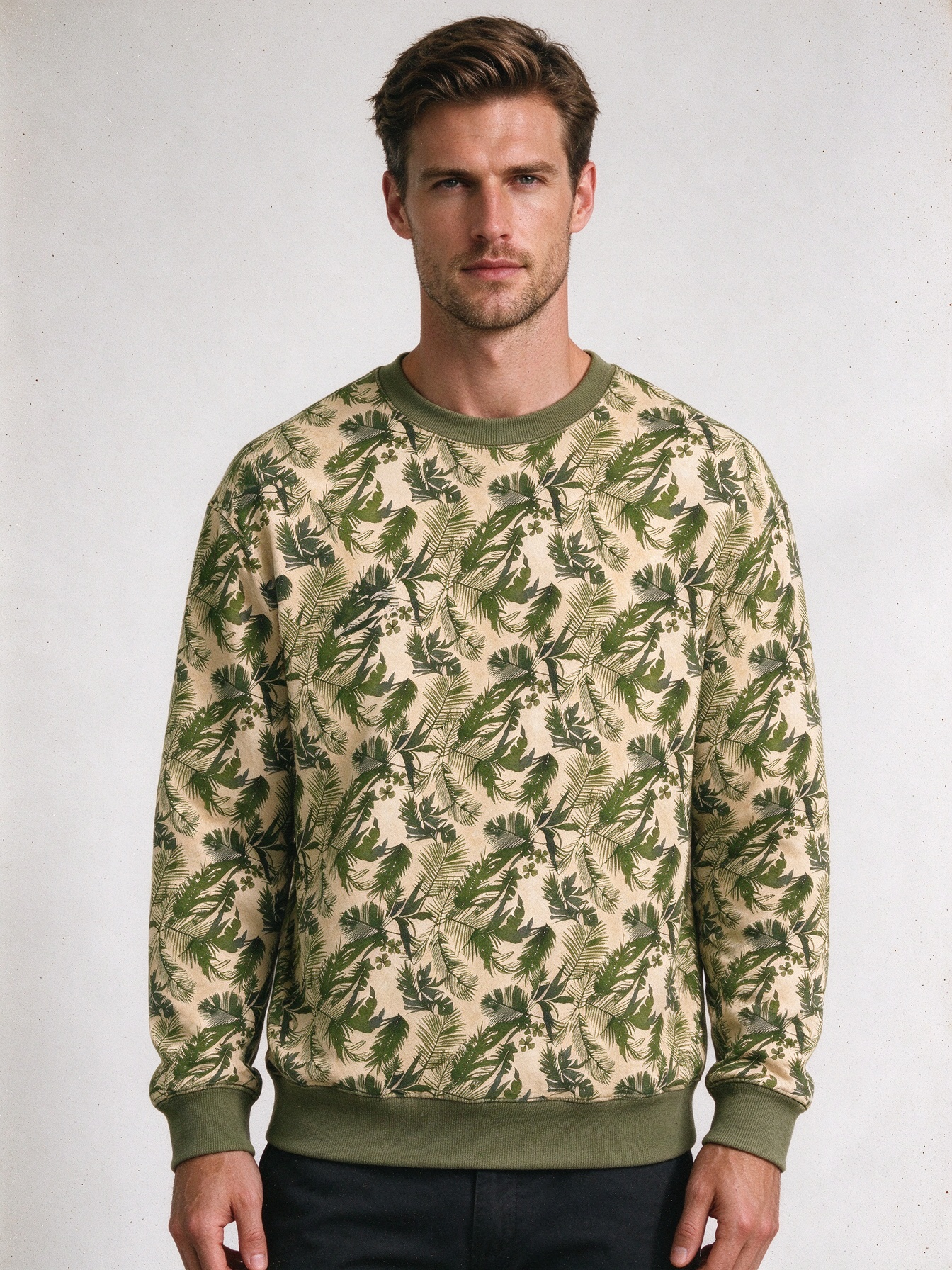 Men's Casual Long Sleeve Sweater with Rounded Collar for Fall - view 9