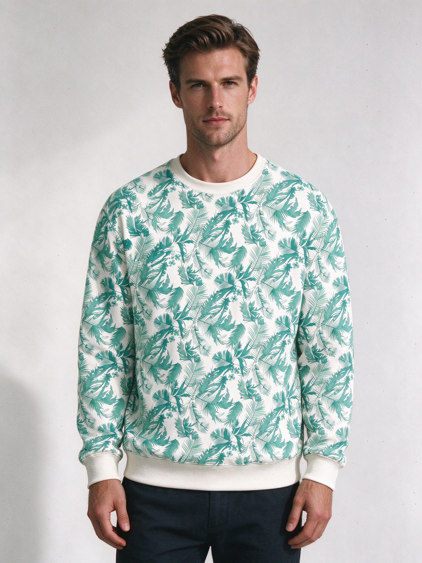 Men's Casual Long Sleeve Sweater with Rounded Collar for Fall - view 5