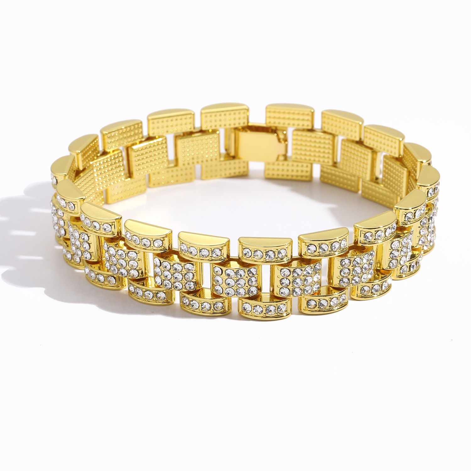 18K Gold Plated Men Moissanite Cuban Bracelet Iced Out Full Moissanite Thick Cuban Link Wrist Chain Hip Hop Statement Jewelry - view 9