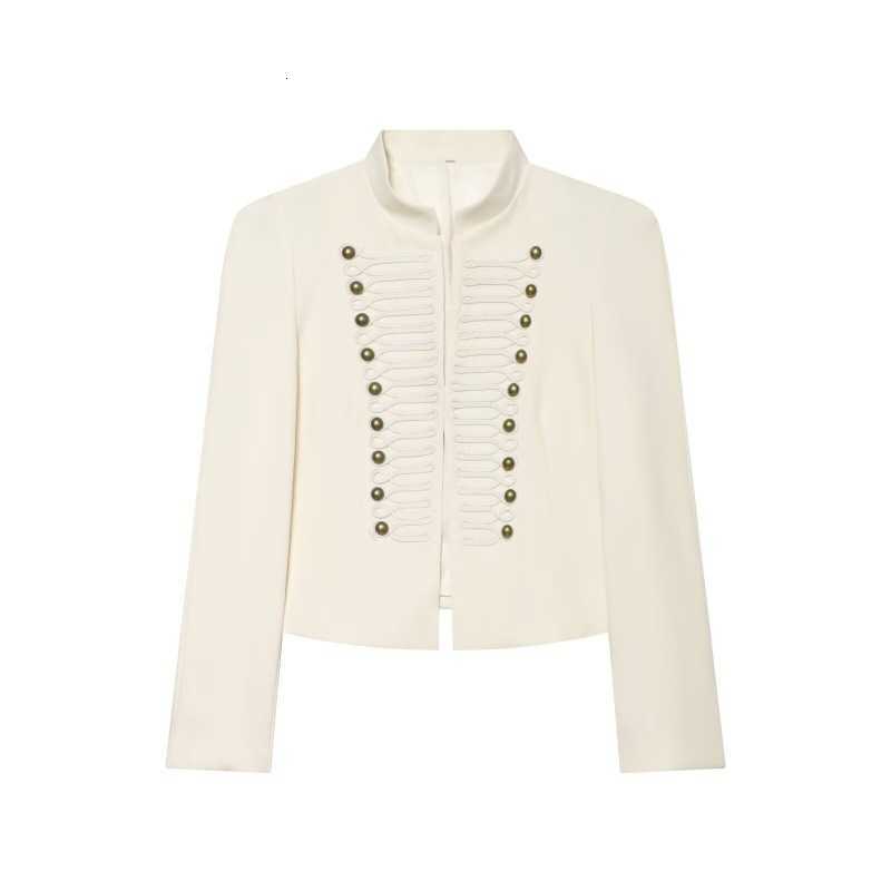 Floral Printed Cropped Military Vintage Jacket Women Stand Neck Braid Embellished Short Coat Royal Style Outerwear Street Blazer N260905 - view 4