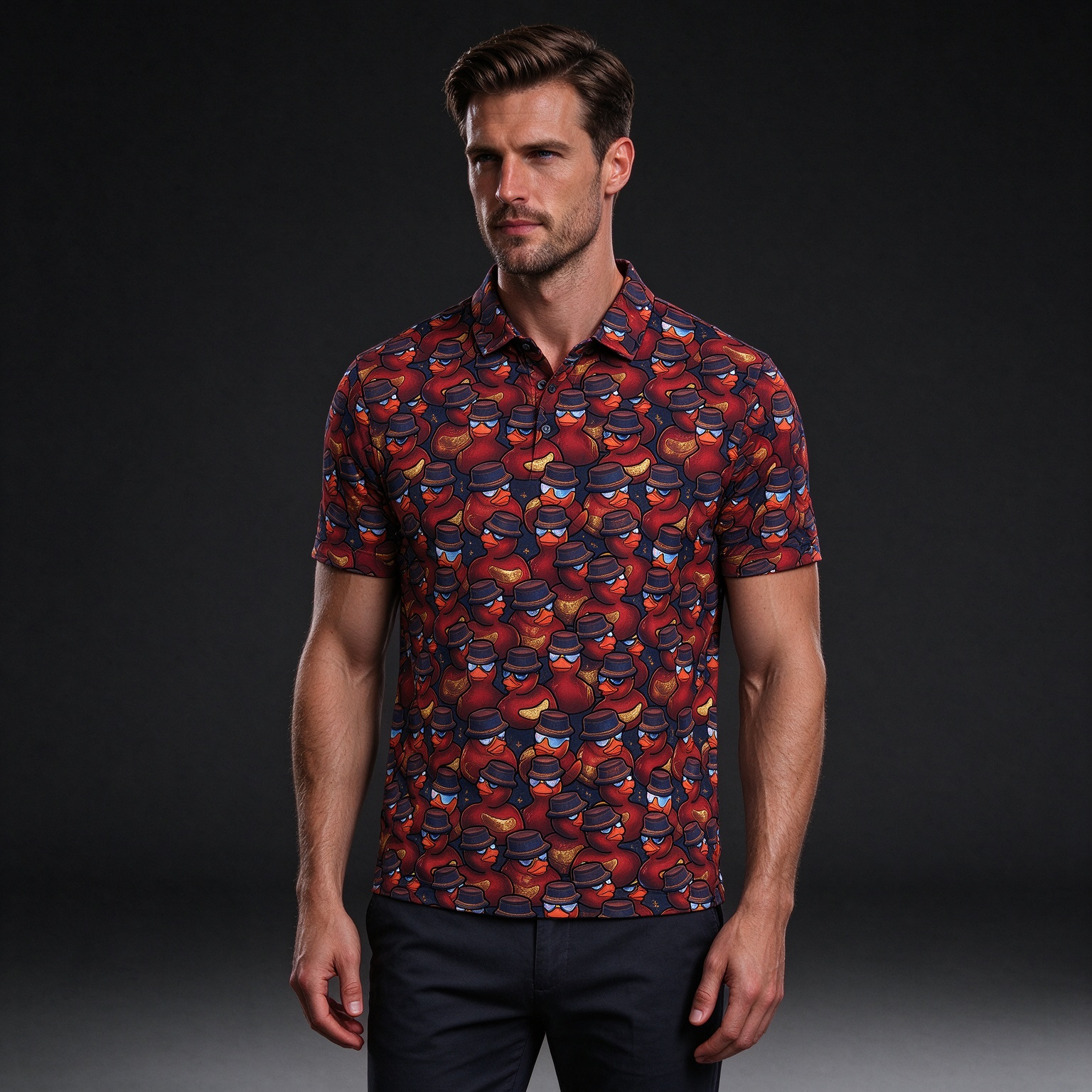 Men's Short Sleeve Printed Polo Shirt for Summer Fashion - view 7