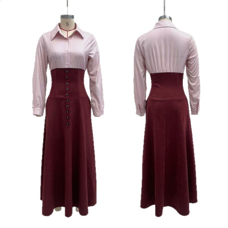 2025 FallWinter Women's HighWaisted Slimming Elegant Shirt with ALine Skirt 260904 - view 6