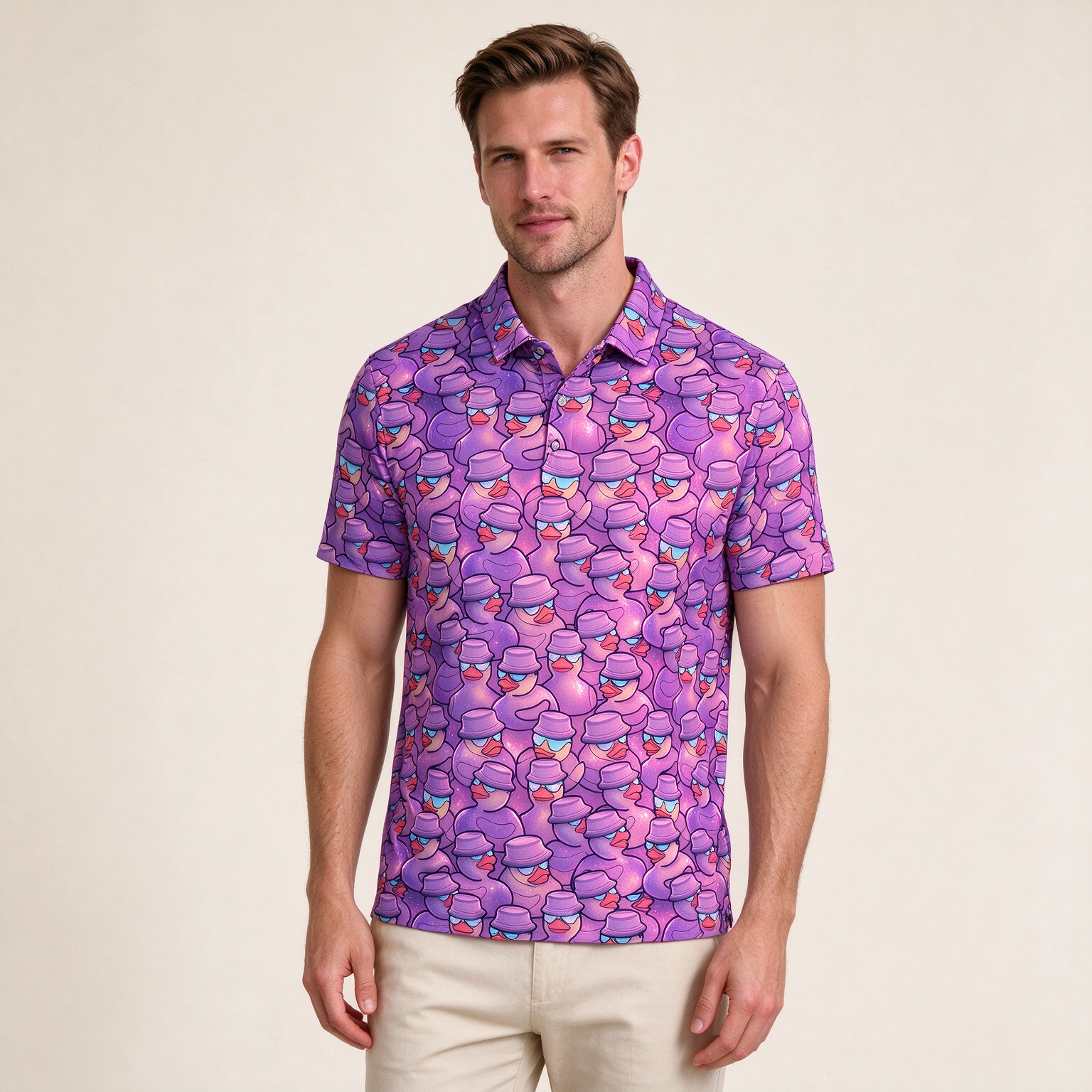 Men's Short Sleeve Printed Polo Shirt for Summer Fashion - view 9