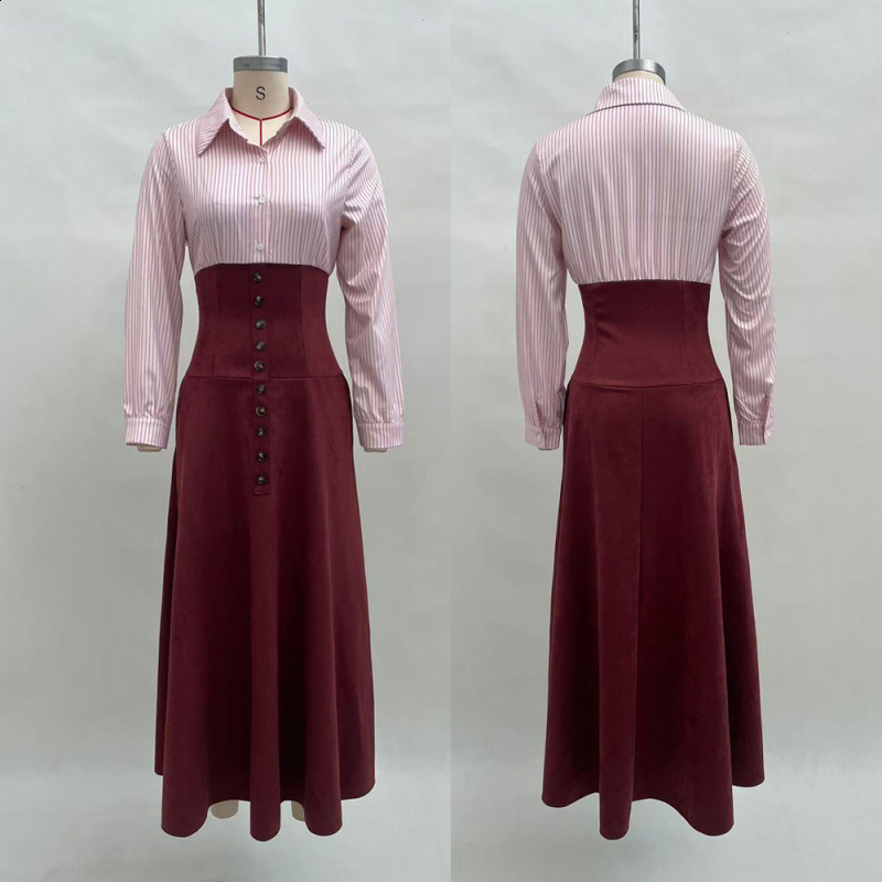 2025 FallWinter Women's HighWaisted Slimming Elegant Shirt with ALine Skirt 260904 - view 7