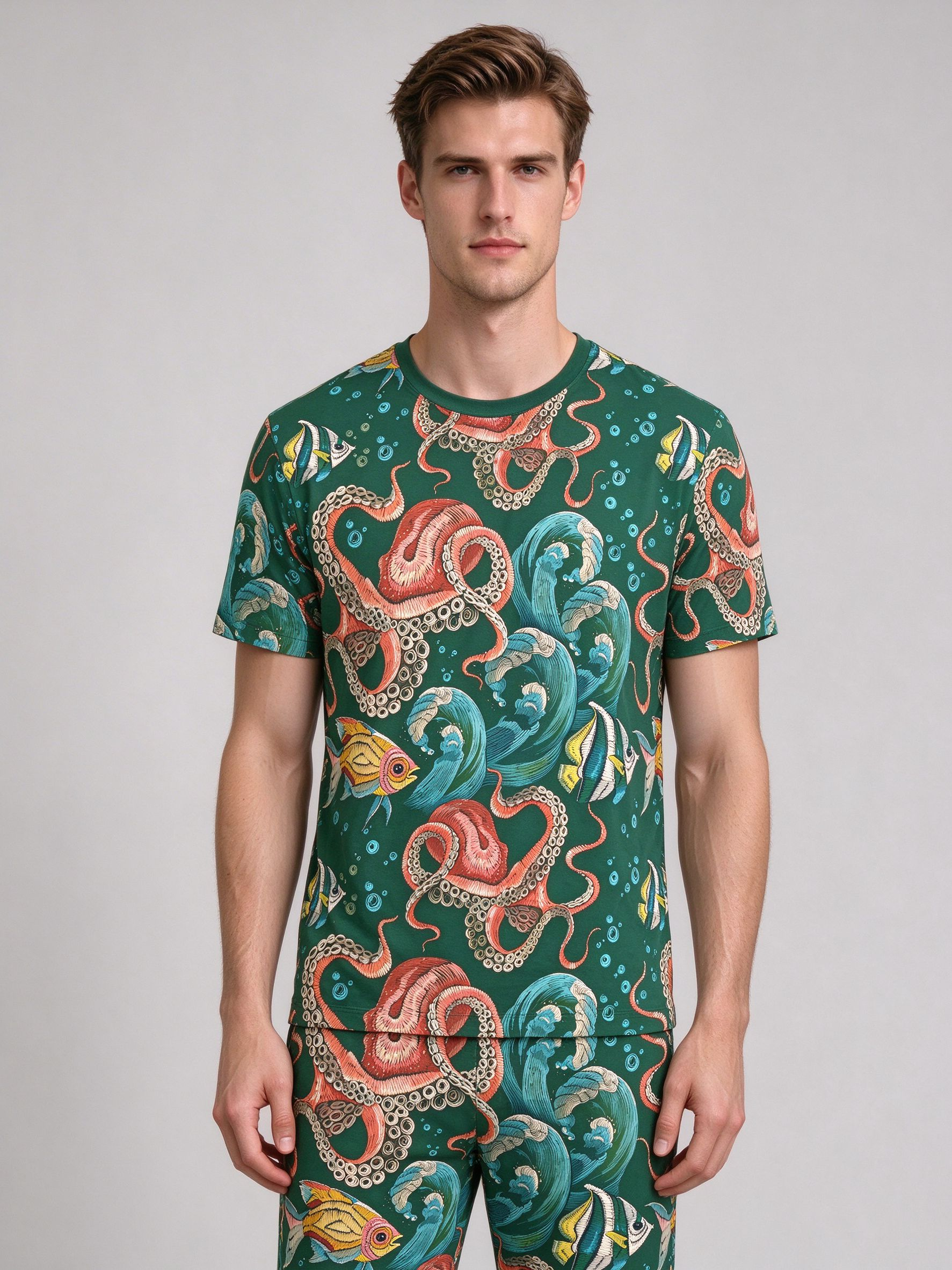 Men's Summer Short Sleeve T-Shirt with Printed Design
