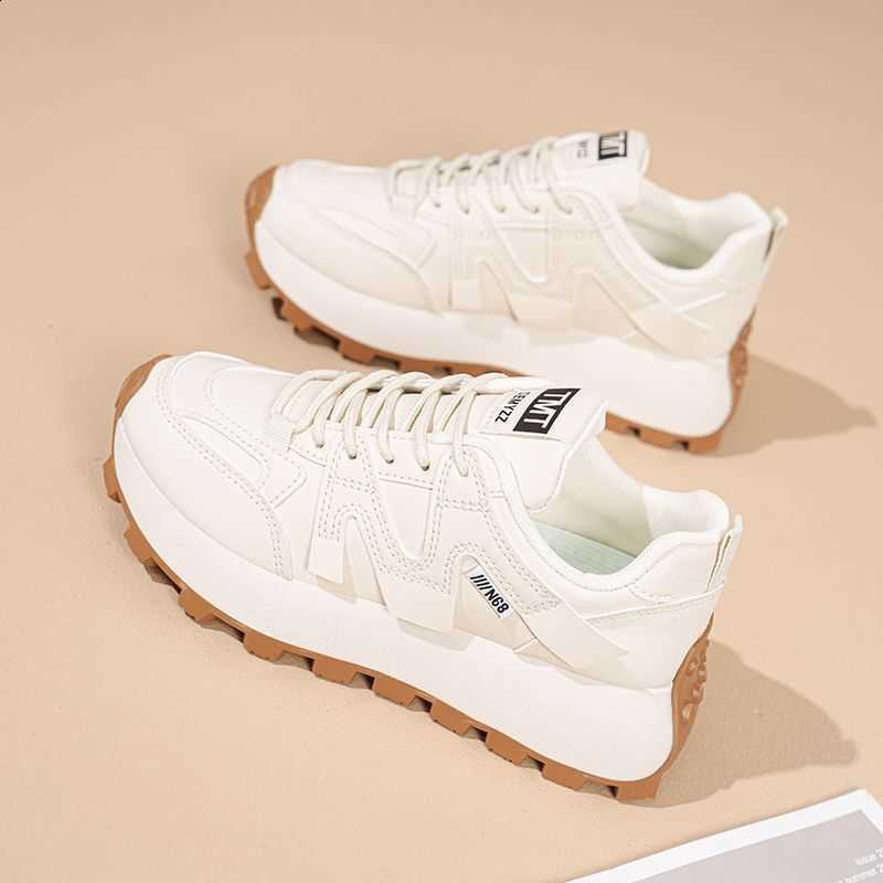 New style breathable white sneakers for women versatile and durable with thick sole suitable for both casual and running activities X261007 - view 3