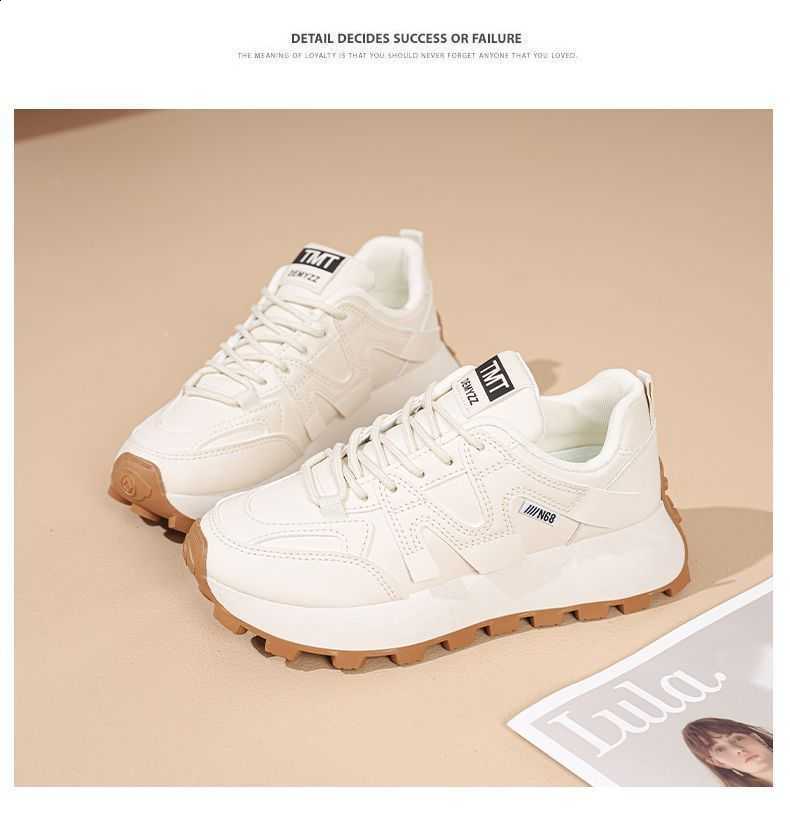 New style breathable white sneakers for women versatile and durable with thick sole suitable for both casual and running activities X261007 - view 5