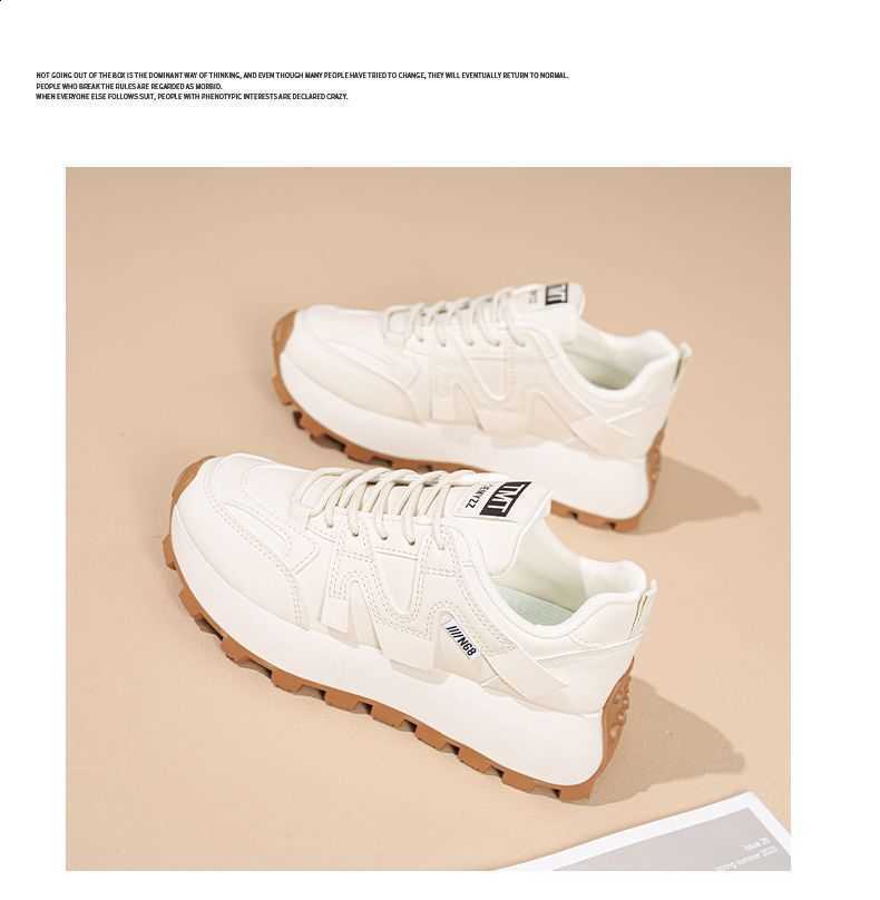 New style breathable white sneakers for women versatile and durable with thick sole suitable for both casual and running activities X261007 - view 4