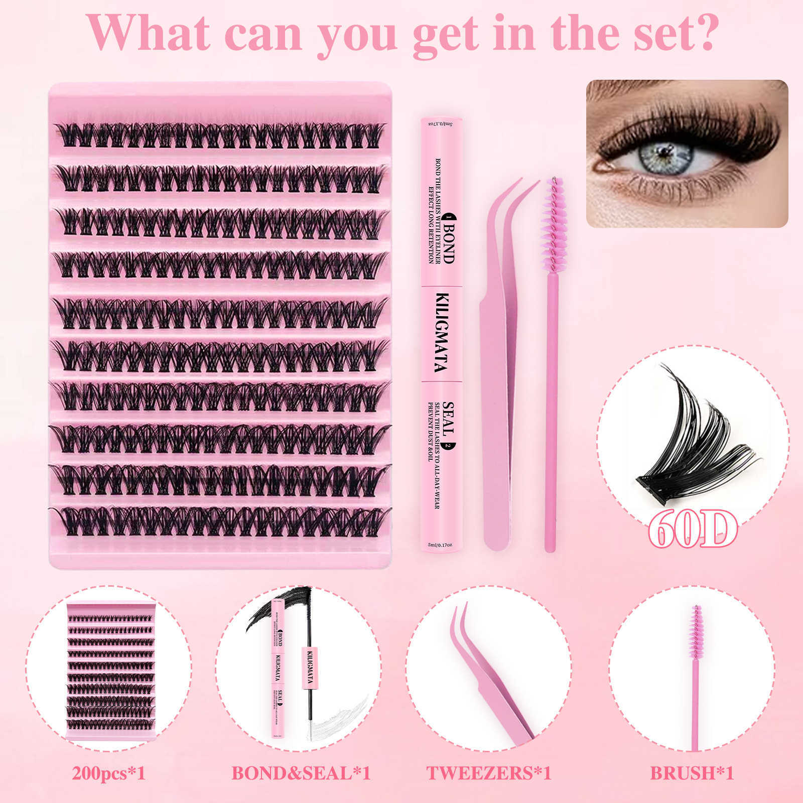 Cluster false eyelashes set 40D mixed false eyelashes DIY large capacity thick and curled eyelashes C2601007