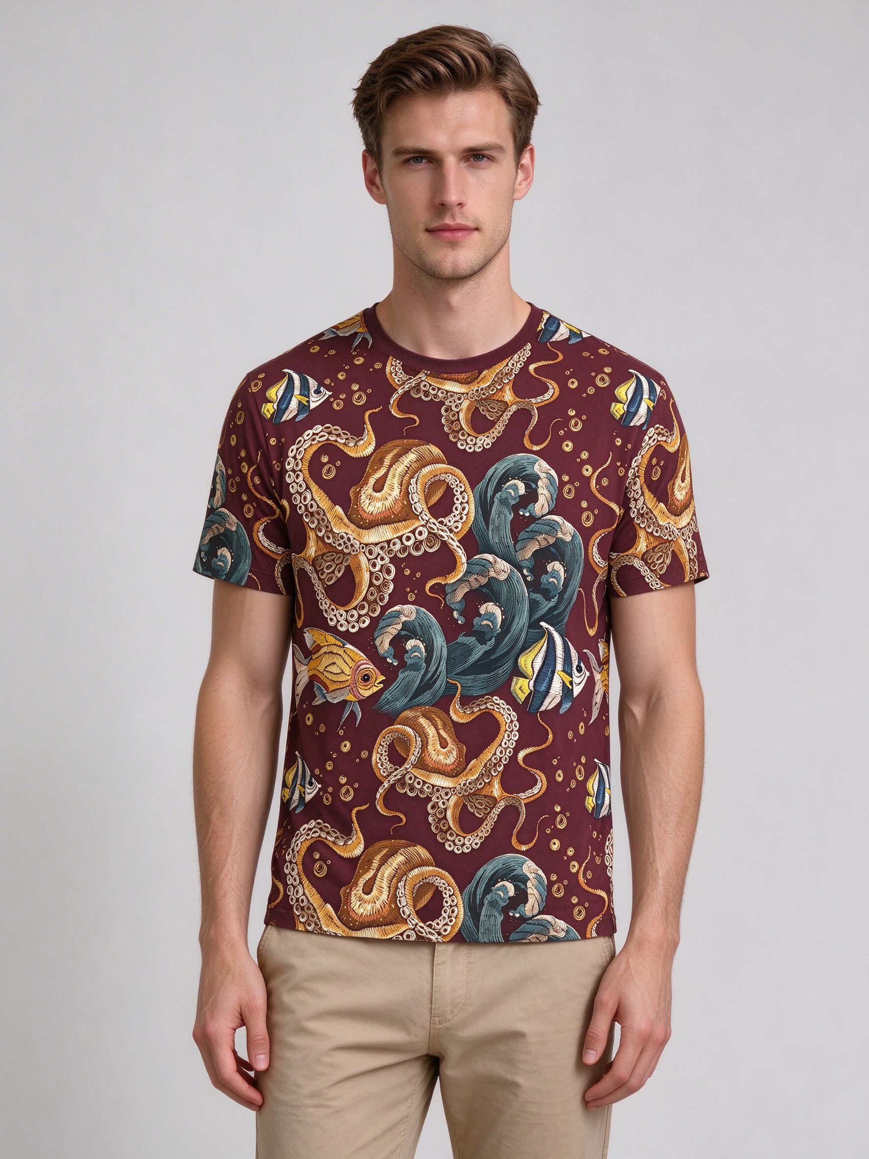 Men's Summer Short Sleeve T-Shirt with Printed Design - view 3