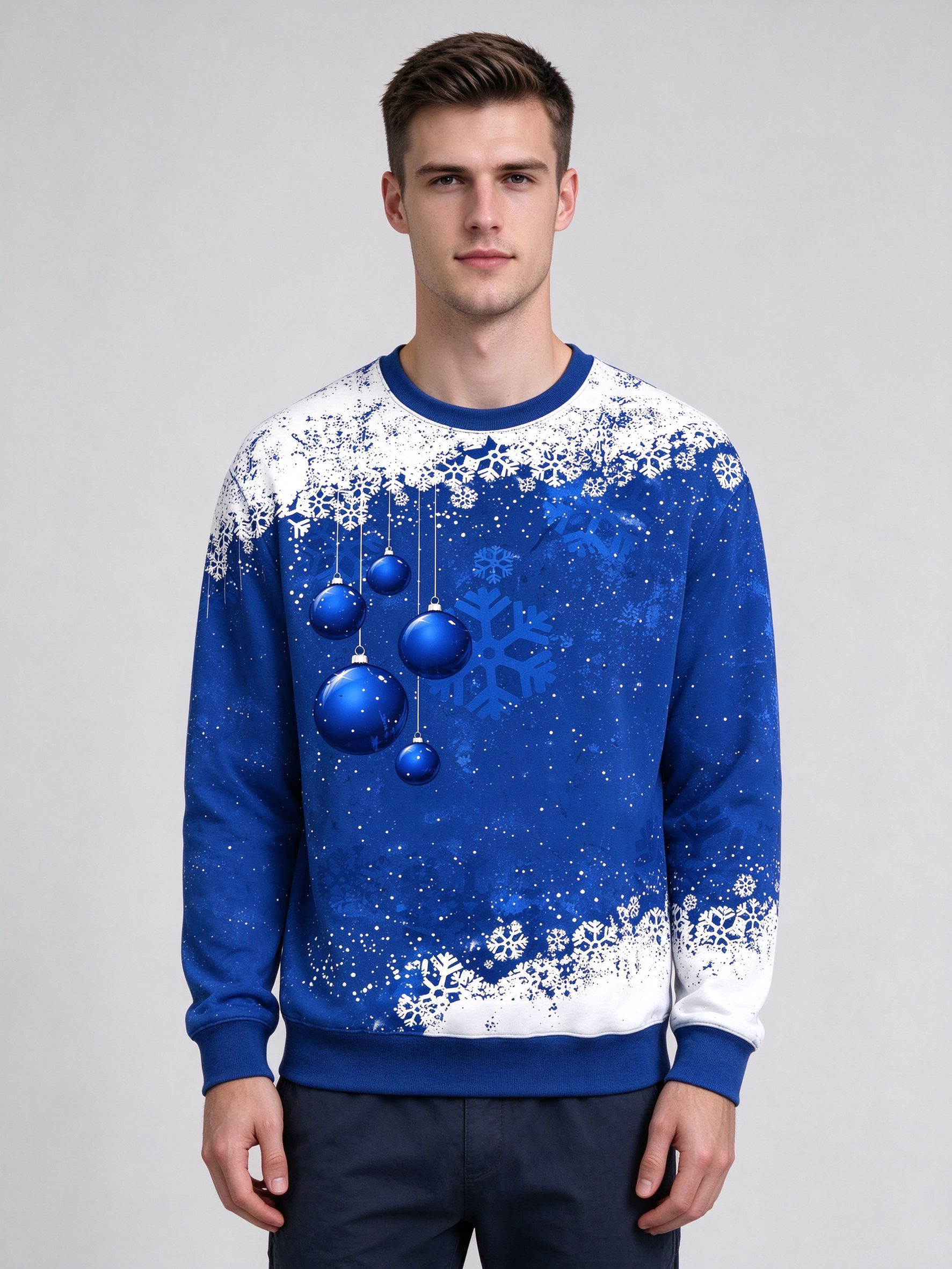 Autumn and winter men's long-sleeved pullover sweatshirt with unique print - view 3