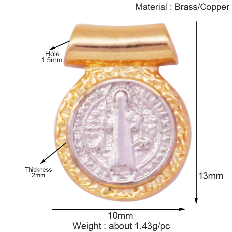 5 fashionable gold-plated brass double-sided SAN Benito charm necklace gold silver pendant cross necklace jewelry241121 - view 4