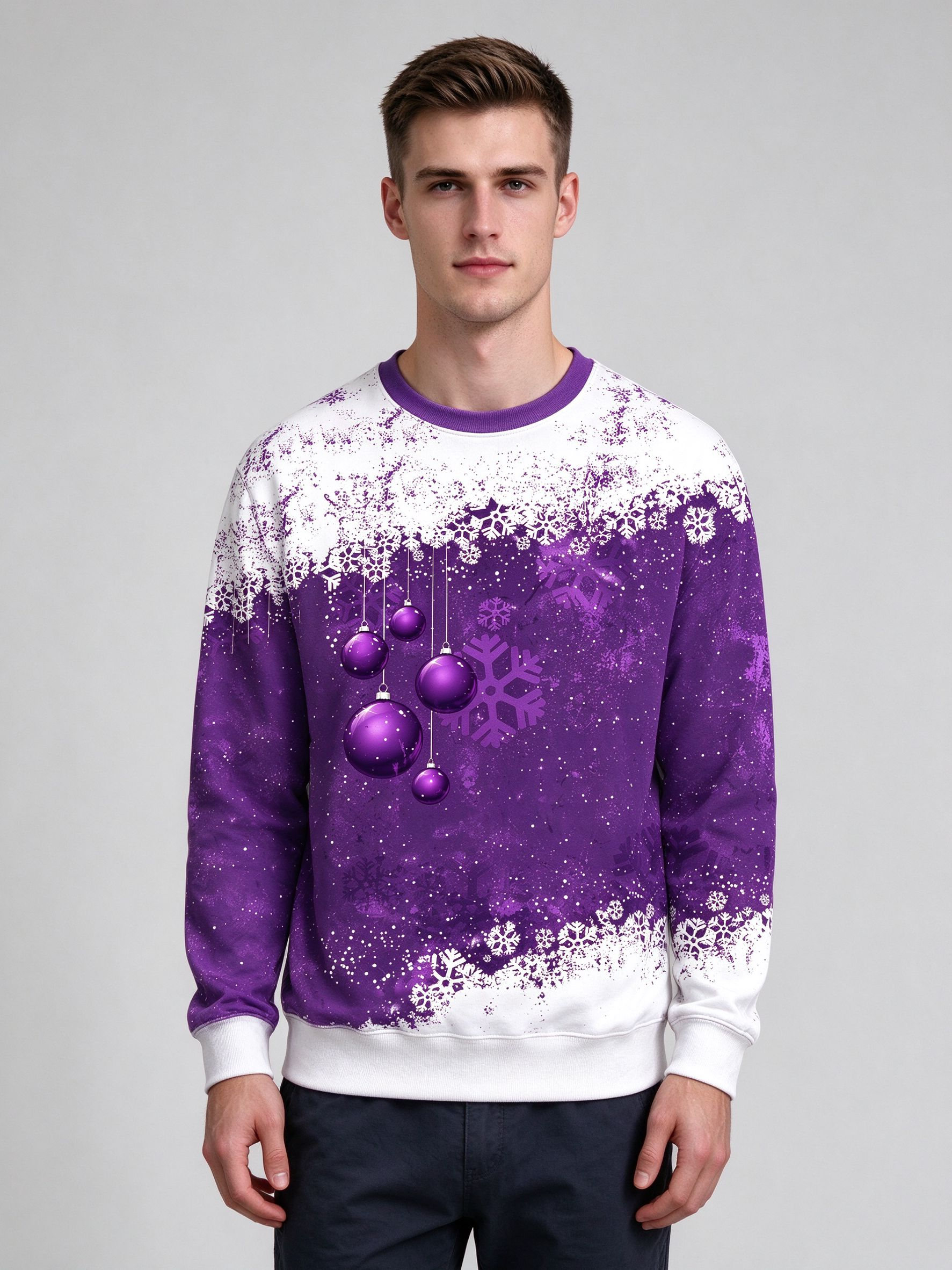 Autumn and winter men's long-sleeved pullover sweatshirt with unique print - view 8