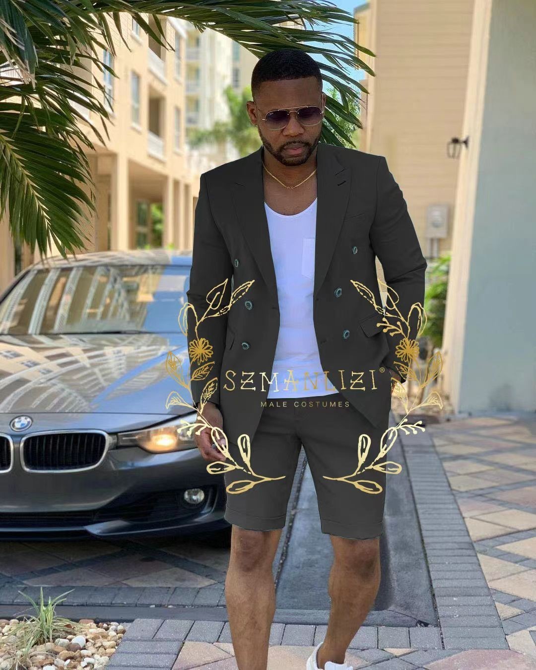 2025 New Men's Suit Two-Piece Short Men's Suit Slim Fit Korean Style Formal Suit 240412 - view 8