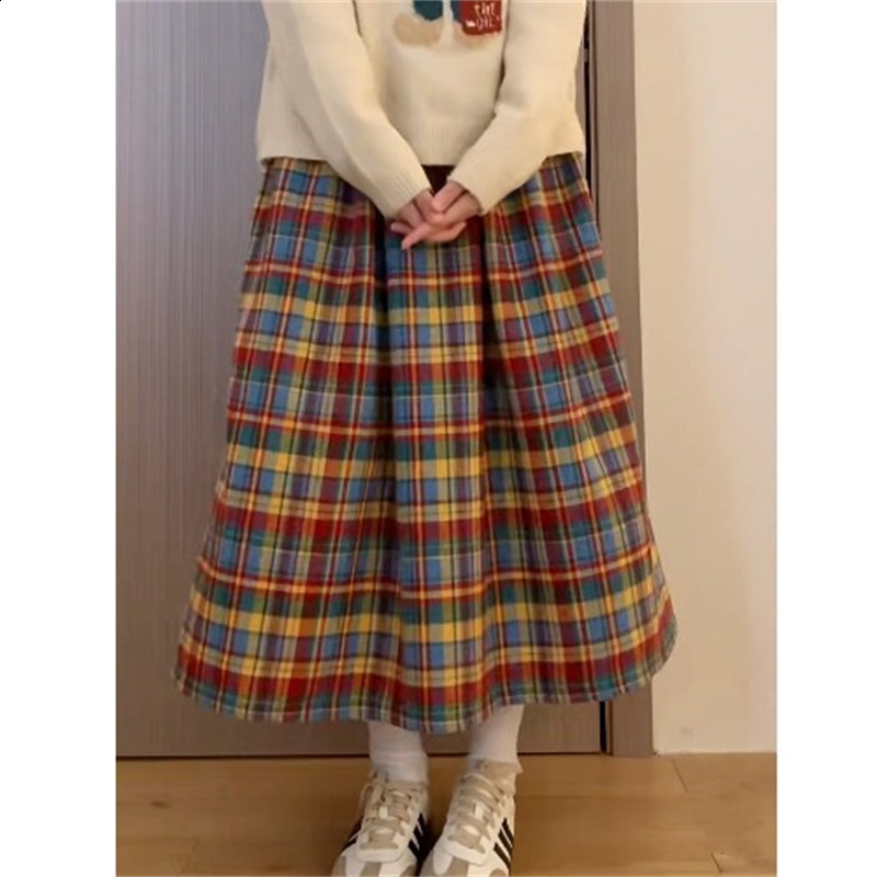 Y2k Womens Gingham Maxi Skirts A Line Ruffle Plaid Midi Skirt Flowy Long Skirt Losse High Waist Summer Vintage Streetwear 250321 - view 7