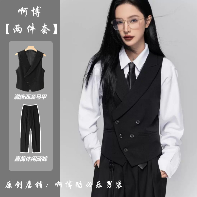 womens casual suits with a lapel collar business vest British style high-end sense gun lapel collar slim fit vest jacket 260728BJ - view 4