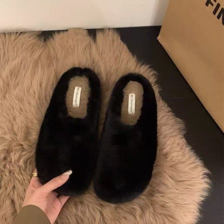 Fashion 100 Real Mink Fur Womens Mules Slippers Plush Comfortable Flat Clogs Sandals Outdoor Slides Home Shoes For Woman 250915 - view 5