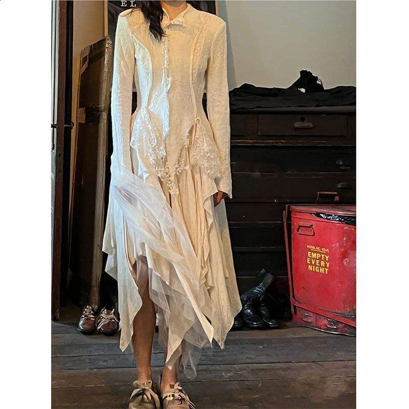 French Vintage Elegant Lace Women Spring Summer Irregular Splicing Long Bridesmaid Evening Party Skirt Two-Piece Set 240822 - view 6