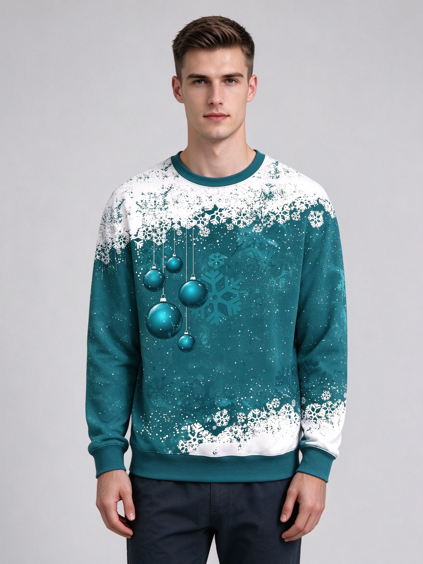 Autumn and winter men's long-sleeved pullover sweatshirt with unique print - view 6