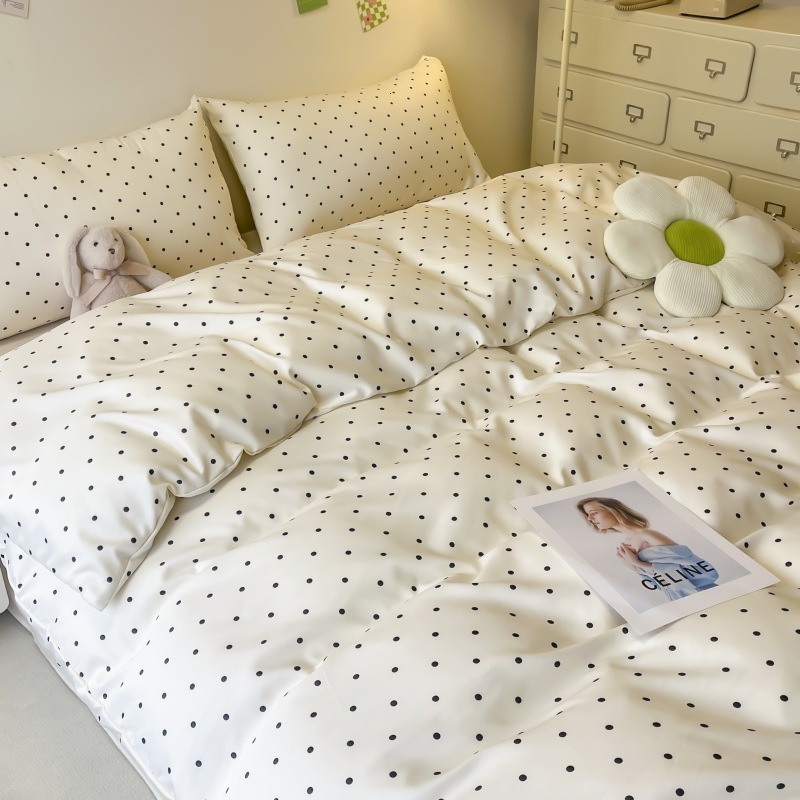3pcs Satin Duvet cover set 1Duvet Cover 2Pillowcase Without Core Black dot print Bedding Set Soft Comfortable 251020 - view 3