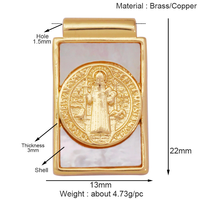 5 fashionable gold-plated brass double-sided SAN Benito charm necklace gold silver pendant cross necklace jewelry241121 - view 3
