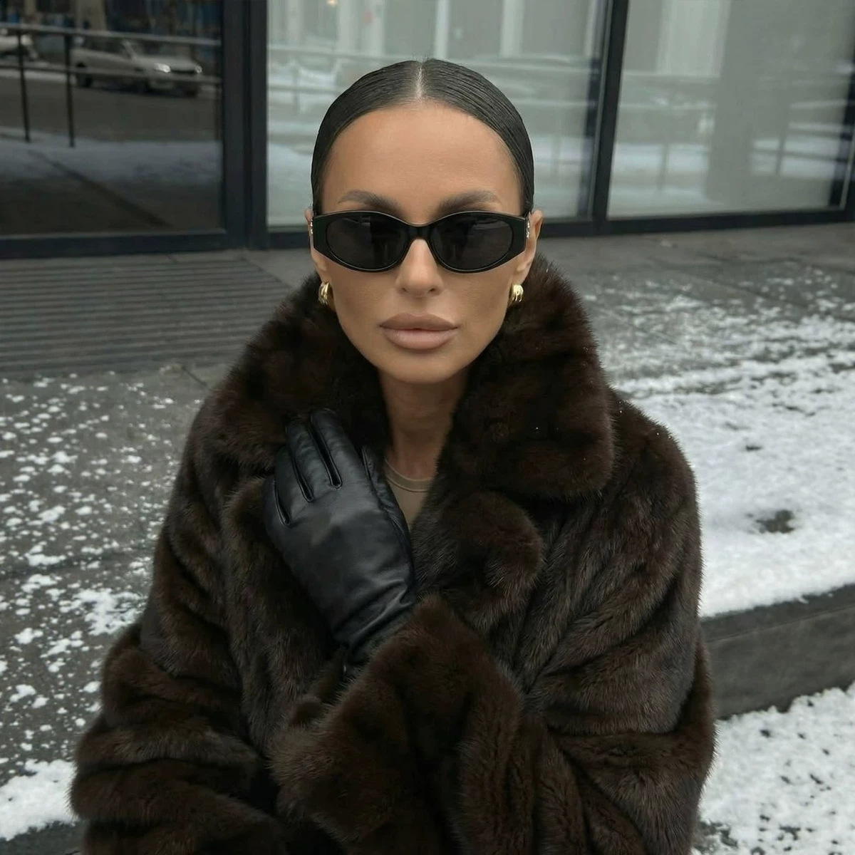 Fashion Brown Faux Fur Overcoat Women Chic Lapel Long Sleeve Fluffy Coat Lady Winter Thicken Warm Highstreet Outerwear 251129 - view 5
