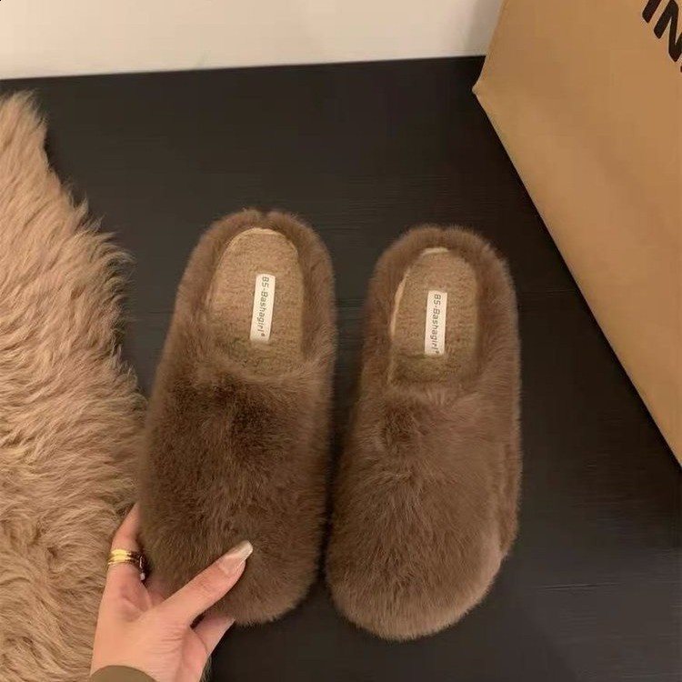 Fashion 100 Real Mink Fur Womens Mules Slippers Plush Comfortable Flat Clogs Sandals Outdoor Slides Home Shoes For Woman 250915 - view 6