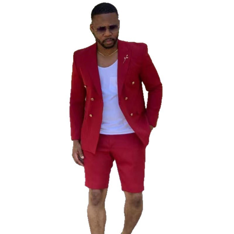 2025 New Men's Suit Two-Piece Short Men's Suit Slim Fit Korean Style Formal Suit 240412 - view 5
