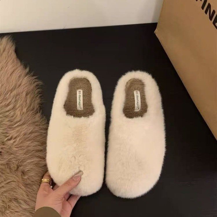 Fashion 100 Real Mink Fur Womens Mules Slippers Plush Comfortable Flat Clogs Sandals Outdoor Slides Home Shoes For Woman 250915 - view 3