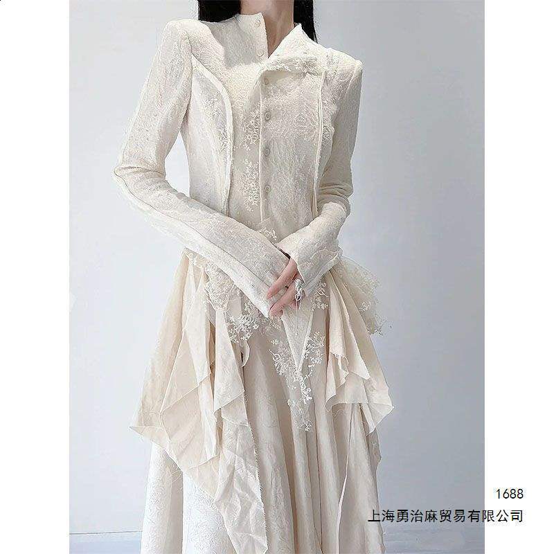 French Vintage Elegant Lace Women Spring Summer Irregular Splicing Long Bridesmaid Evening Party Skirt Two-Piece Set 240822 - view 3