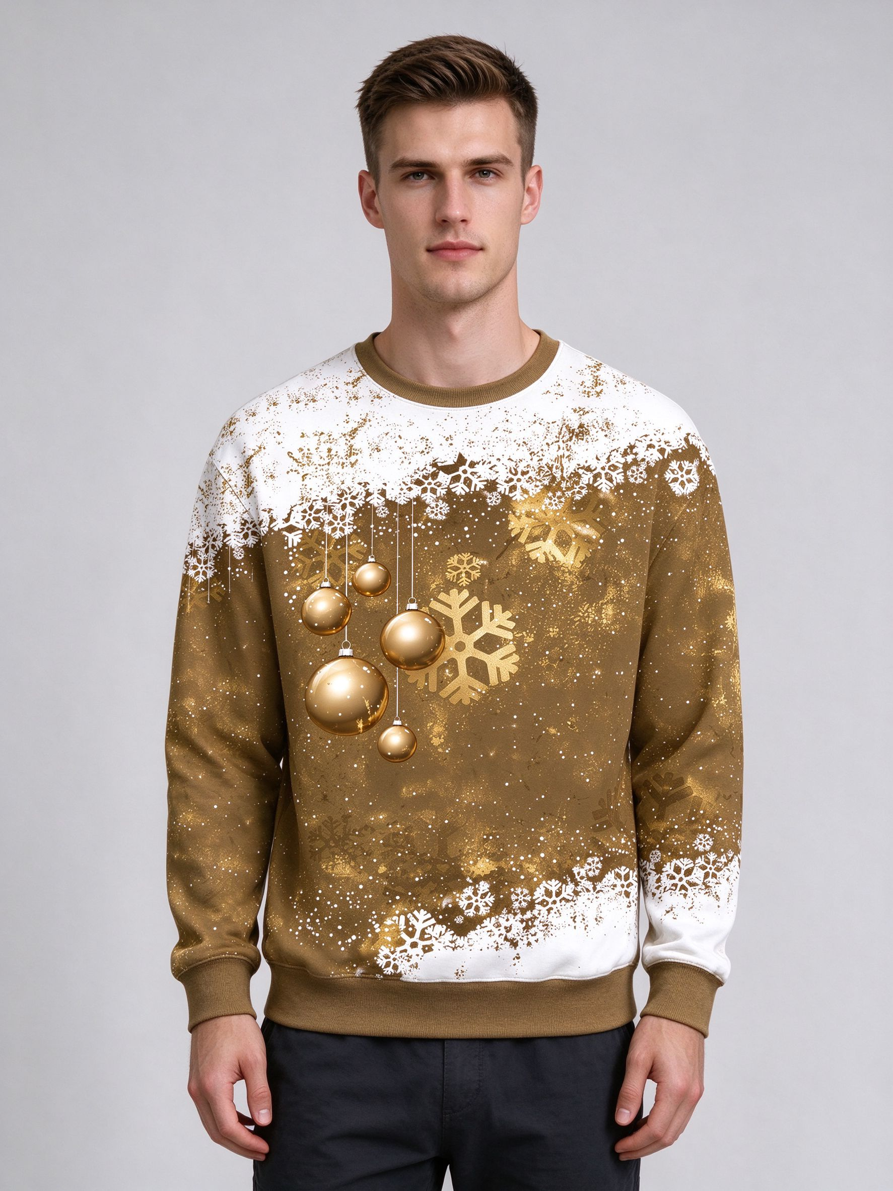 Autumn and winter men's long-sleeved pullover sweatshirt with unique print - view 9