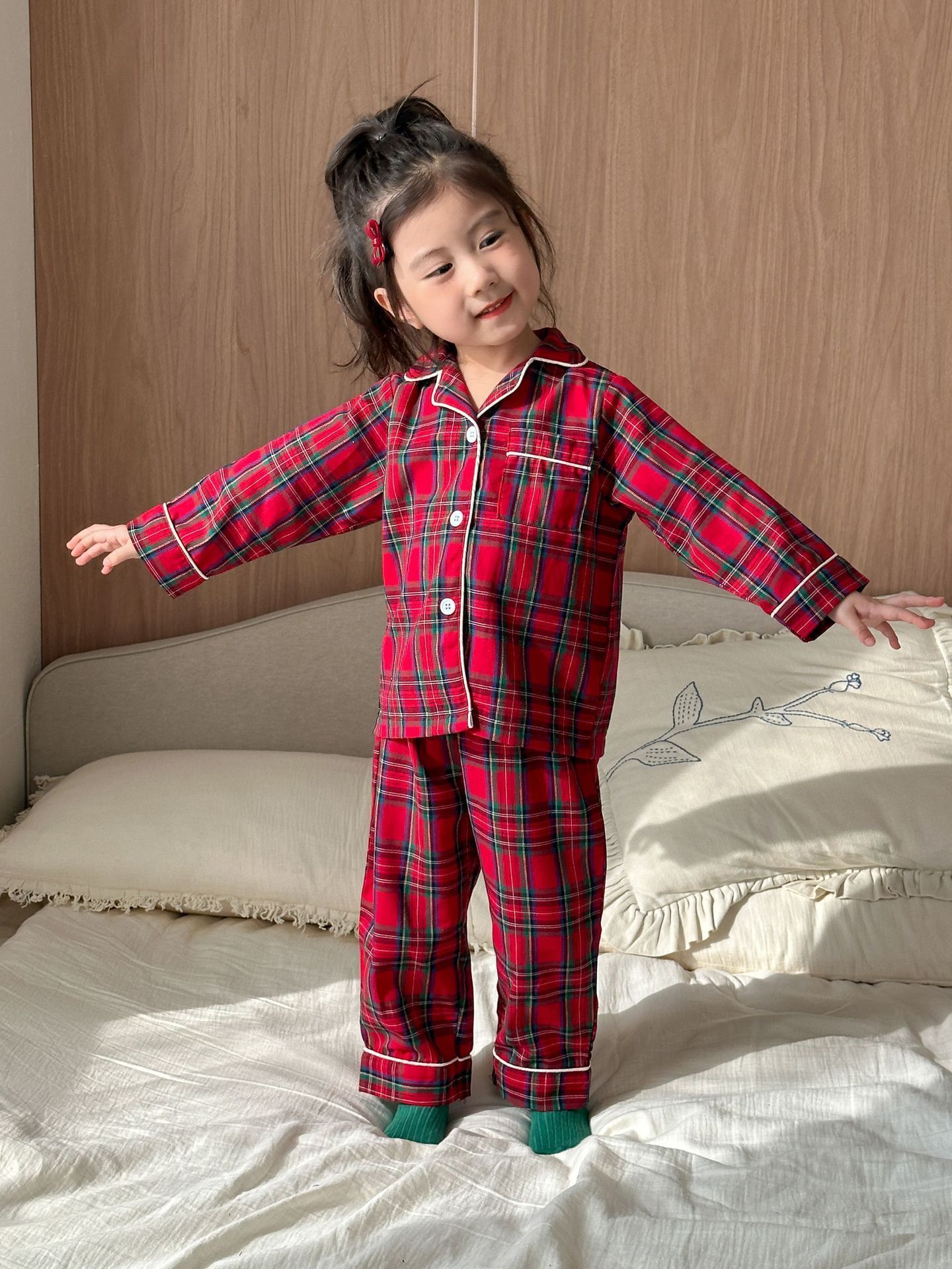 Children's pajamas boys' plaid spring/autumn set girls' long-sleeved set baby loungewear 251204 - view 7
