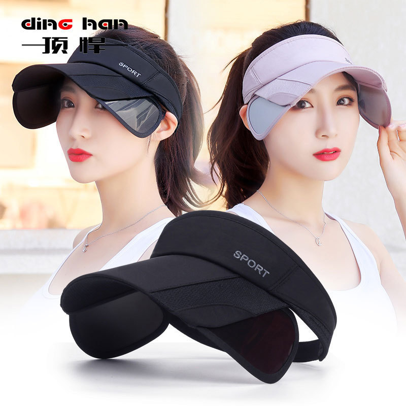 New Retractable Visor Female Summer Sun Empty Top Hat Riding Outdoor Sports Cap UV Sun Hat Woman Beach Hat Fishing Cap Y200602