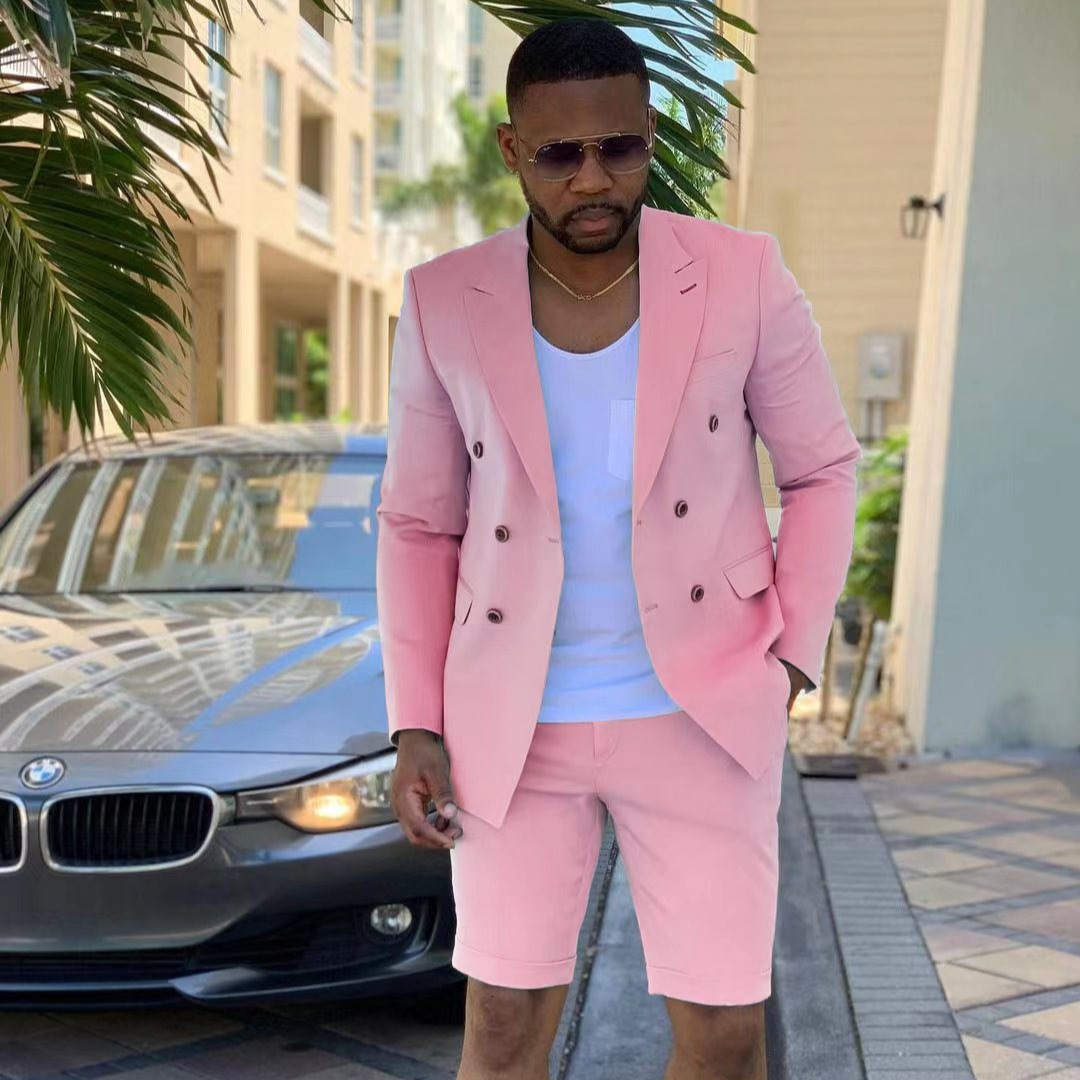2025 New Men's Suit Two-Piece Short Men's Suit Slim Fit Korean Style Formal Suit 240412 - view 3